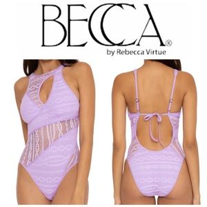 NEW BECCA Color Play High Neck One Piece Swimsuit